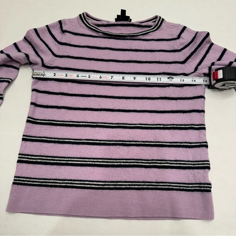 Talbots Purple and Black Striped Pure Merino Wool Sweater Size Medium - Picture 3 of 5